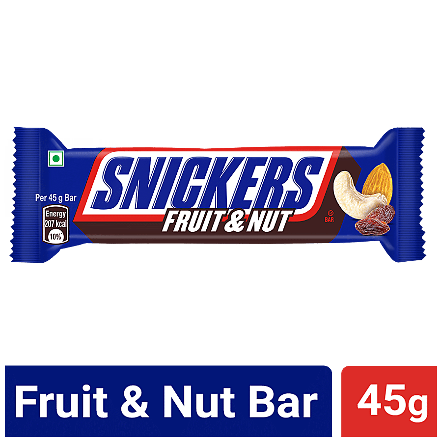 Snickers Chocolate Bar, Fruit & Nut Flavour, 45 G