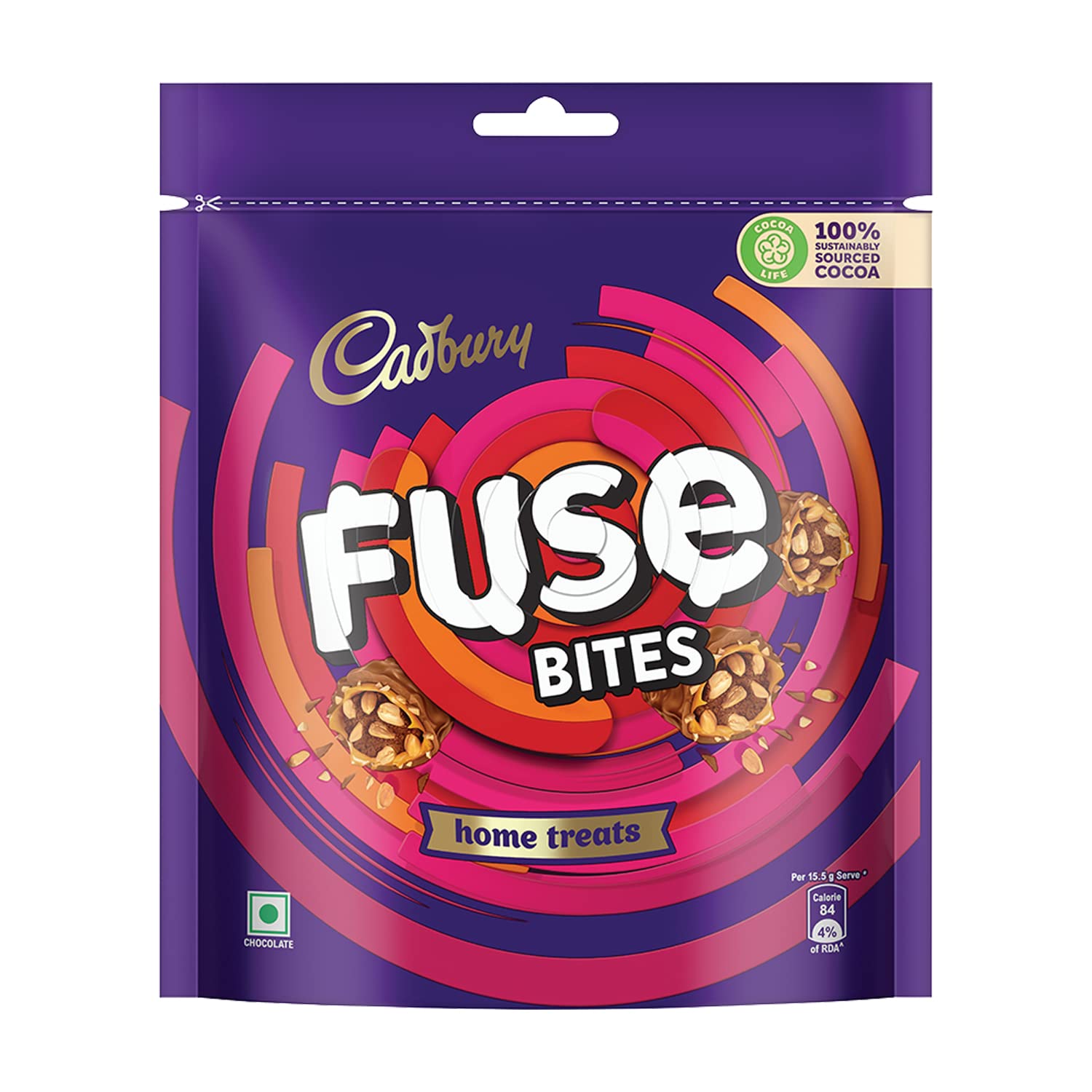 Cadbury Fuse Peanut & Caramel Filled Chocolate Home Treats, 108.5G