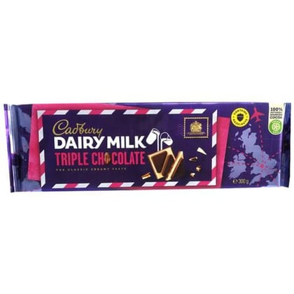 Cadbury Dairy Milk, Triple Chocolate Imported, Classic, Creamy Taste, 300 G