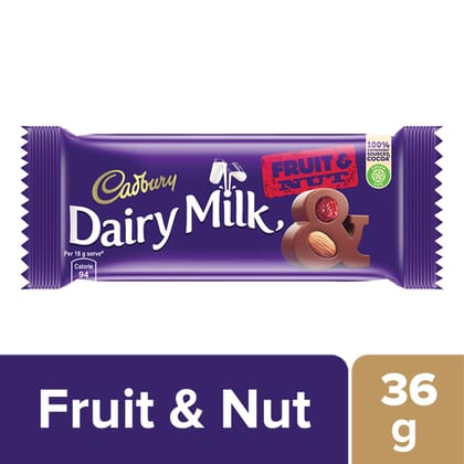 Cadbury Dairy Milk Fruit And Nut Chocolate Bar, 36G