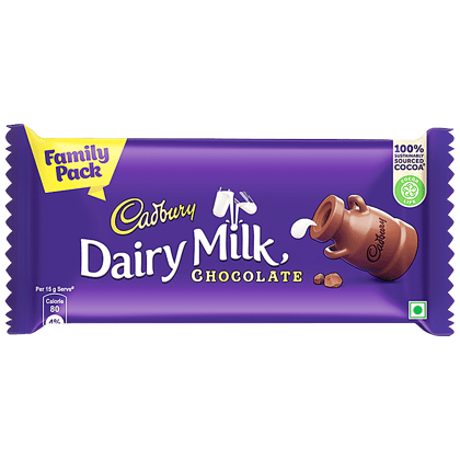 Cadbury Dairy Milk Chocolate Bar, Family Pack, 123 G