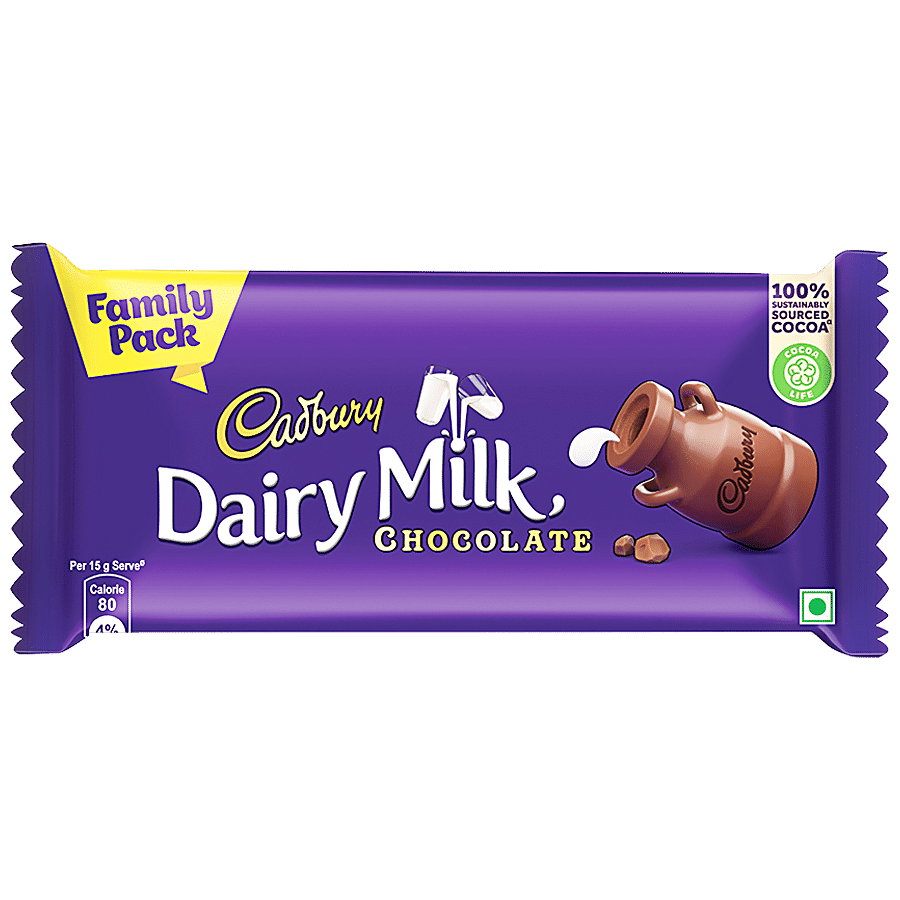 Cadbury Dairy Milk Chocolate Bar, Family Pack, 123 G
