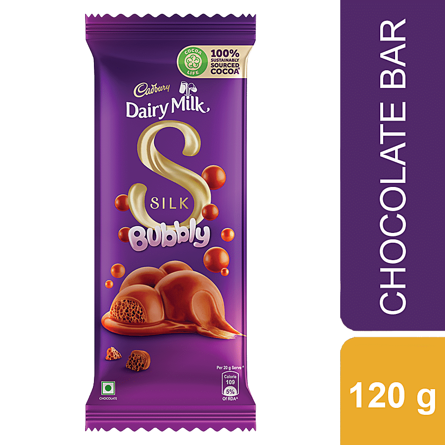 Cadbury Dairy Milk Silk Bubbly Chocolate Bar, 120 G