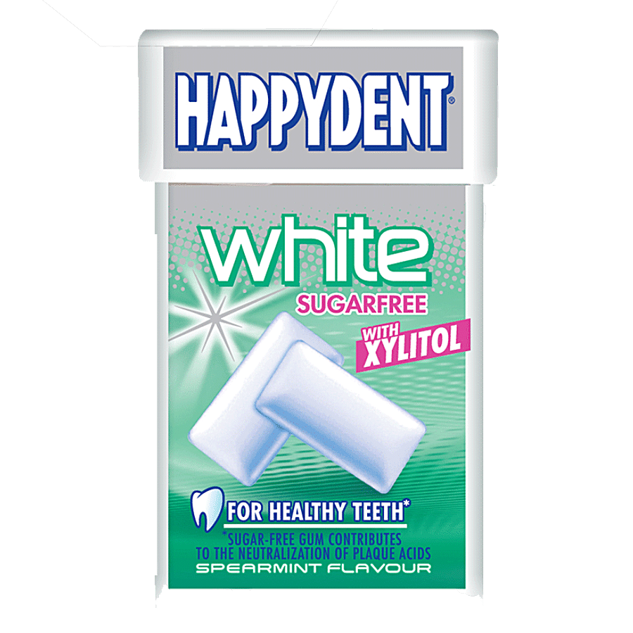 Happydent White Xylitol Sugarfree Spearmint Flavour Chewing Gum, Fliptop, 16.5 G, 15 Pcs