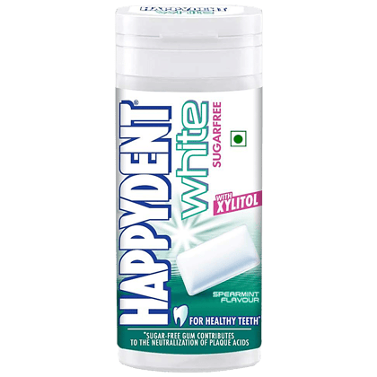 Happydent White Xylitol Sugarfree Spearmint Flavour Chewing Gum Pocket Bottle, 25 Pcs Pocket Bottle