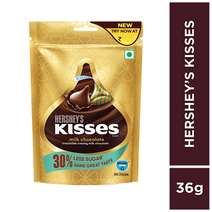 Hershey's Kisses Creamy Milk Chocolate, 30% Less Sugar, 36 G Pouch