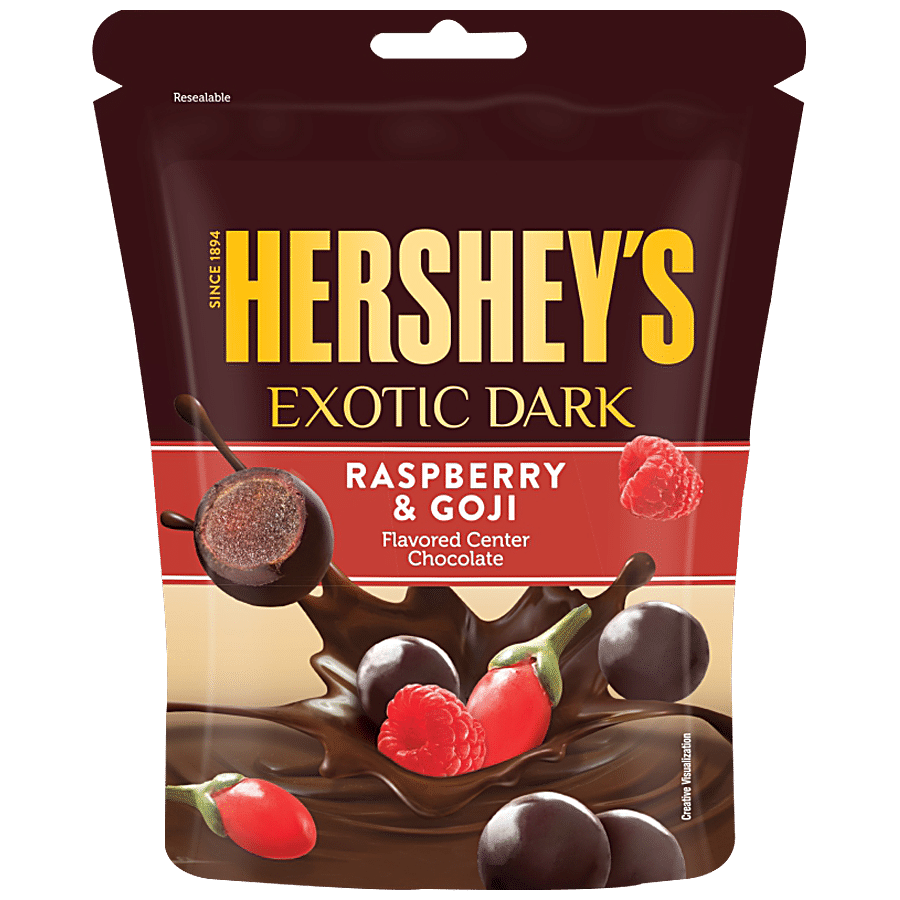 Hershey's Exotic Dark Flavored Center Chocolates, Raspberry & Goji, 33.3 G