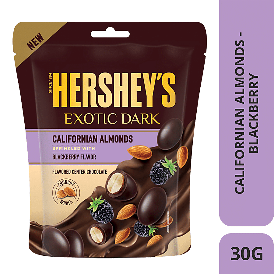 Hershey's Exotic Dark Chocolate Californian Almonds, With Blackberry Flavour, Crunchy, 30 G