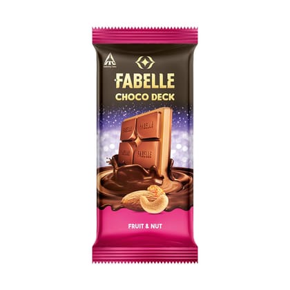 Fabelle Choco Deck Fruit & Nut, 3 Layered Premium Milk Chocolate Bar With Choco Crme And Fruit & Nuts, 128 G