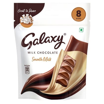 Galaxy Smooth Milk Chocolate Pouch, 10G Pack of 8
