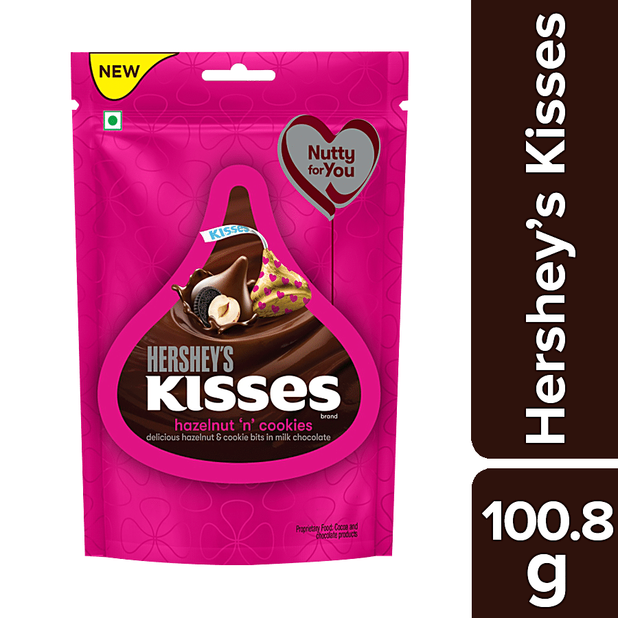 Hershey's Kisses Hazelnut N Cookies, Milk Chocolate, Rich & Delicious, 100.8 G