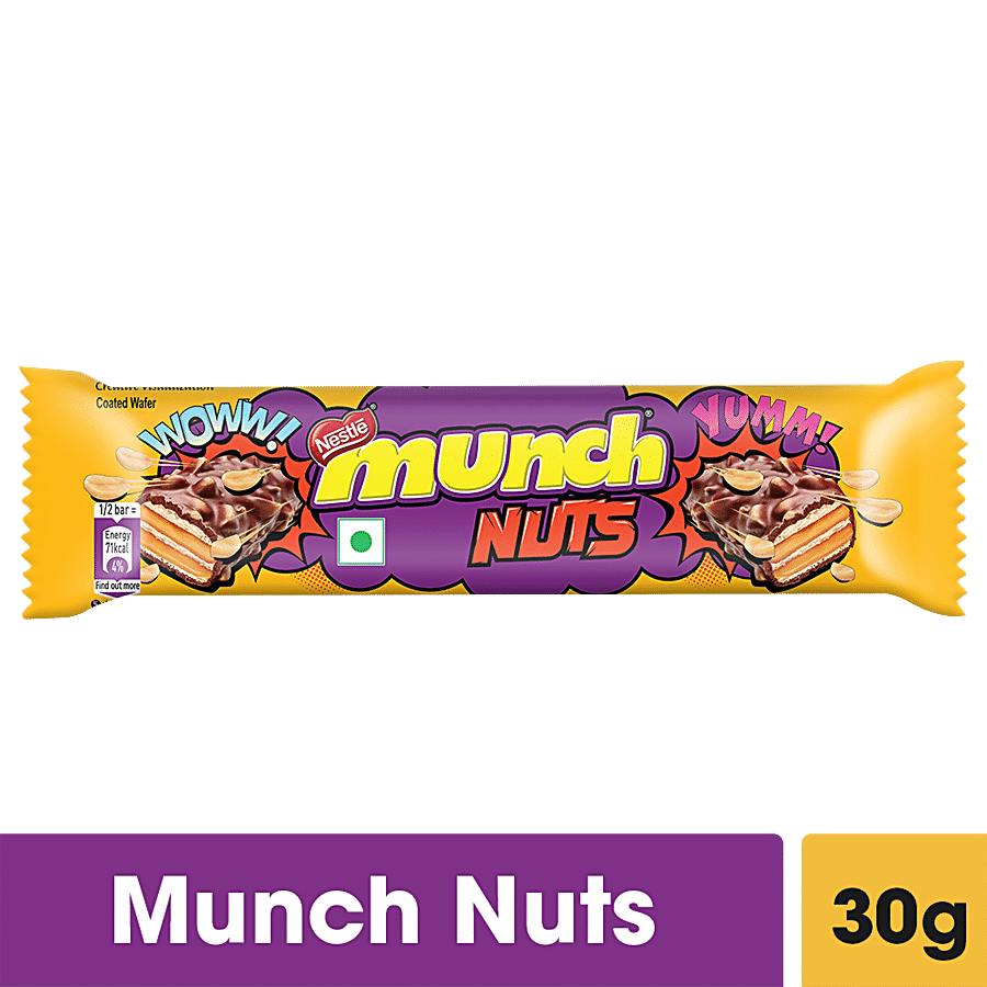 Nestle Munch Nuts Chocolate Coated Wafer, 30 G
