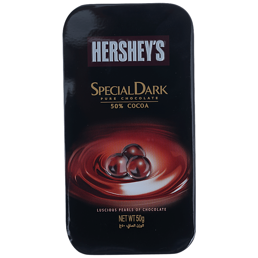 Hersheys Special Dark 50% Cocoa Premium Chocolate, Melt In Mouth, 50 G