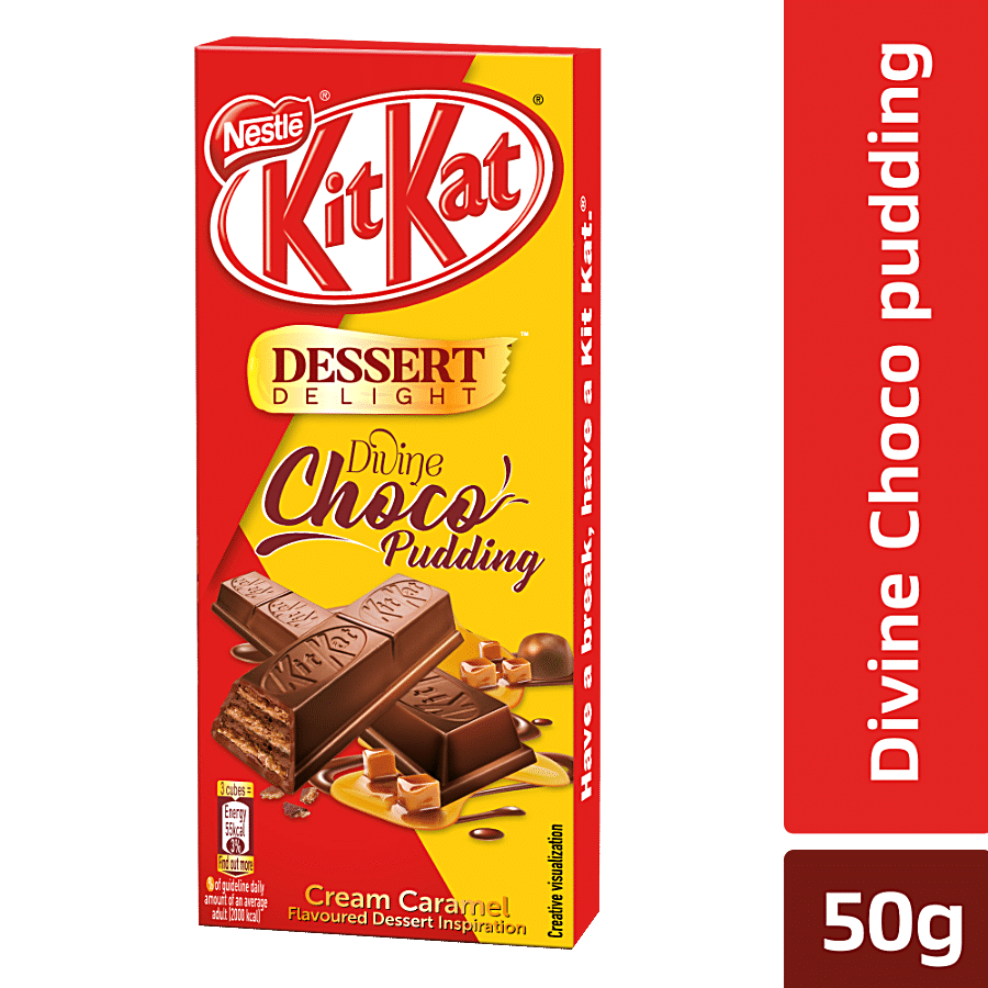 Nestle Kitkat Dessert Delight Coated Wafer, Divine Choco, Pudding, Cream Caramel, 50 G