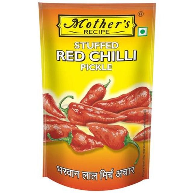 Mother's Recipe Pickle, Red Stuffed Chilli, 200 G Pouch