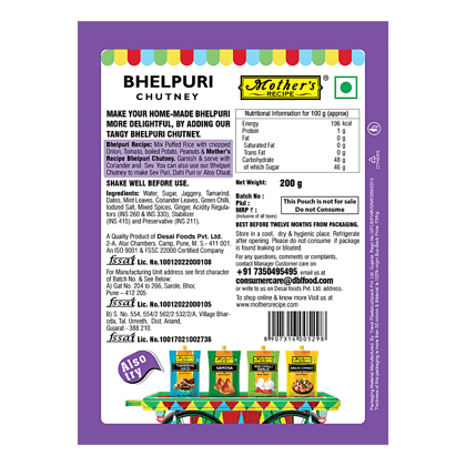 Mother's Recipe Bhelpuri Chutney, 200 G