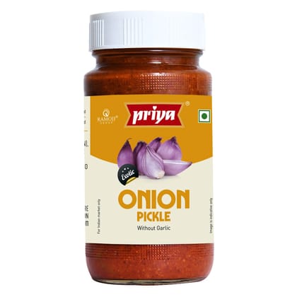 Priya Onion Pickle Without Garlic, 300G, Homemade Pyaaz Achar, Traditional South Indian Taste