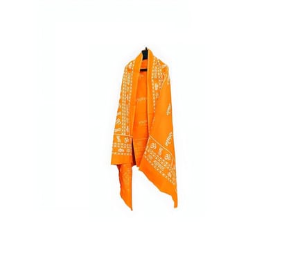 Lafabriqueind Mahakaal & Om printed shawan, kanwariya gamcha, holy cloth, 2mtr, Pack of 1, Orange color