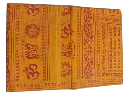 Lafabriqueind Ram-Ram & OM symbol printed Holy pooja cotton cloth, gamcha - 2 mtr, Orange color