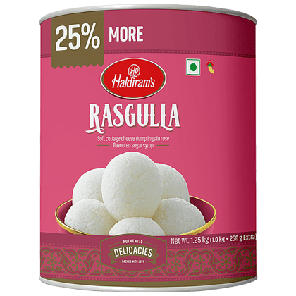 Haldiram's Sweets, Rasgulla, Bengali, Soft & Songy, 1.25 Kg Carton