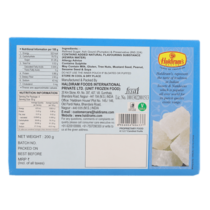 Haldiram's Agra Taj Petha, 200 G Carton