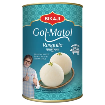 Bikaji Gol Matol Rasgulla, Soft, Fluffy & Juicy Bengali Rasgullas, Rosogolla, Fresh Local Milk, State Of The Art Manufacturing, Tin Can Sealed For Freshness, 1.25 Kg Pack