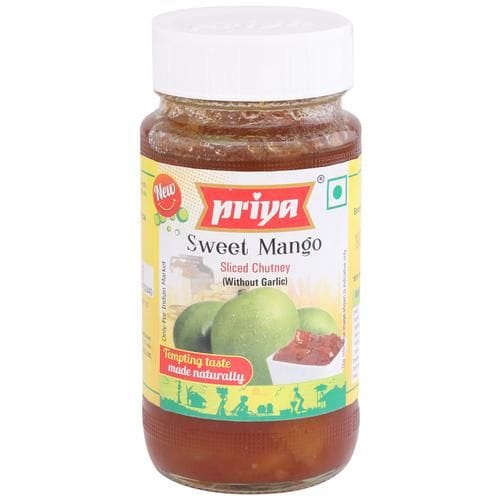 Priya Chutney, Sweet Mango Sliced Without Garlic, 340 G Bottle