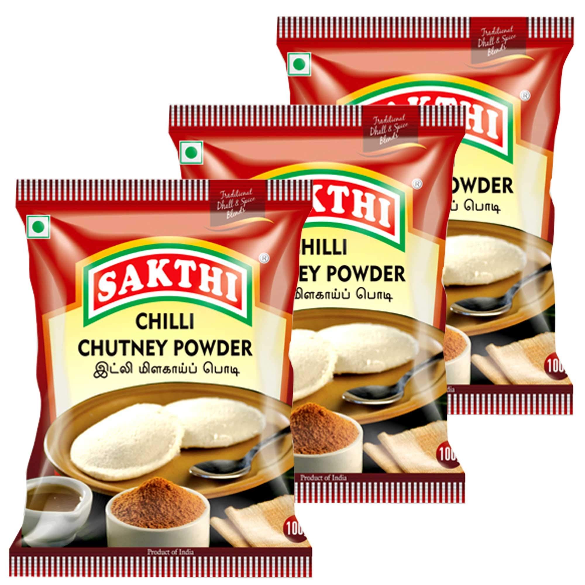 Sakthi Chilli Chutney Powder, Idli Milakai Podi, 100Grams Pack Of 3, Delicious & Spicy Chutney Powder