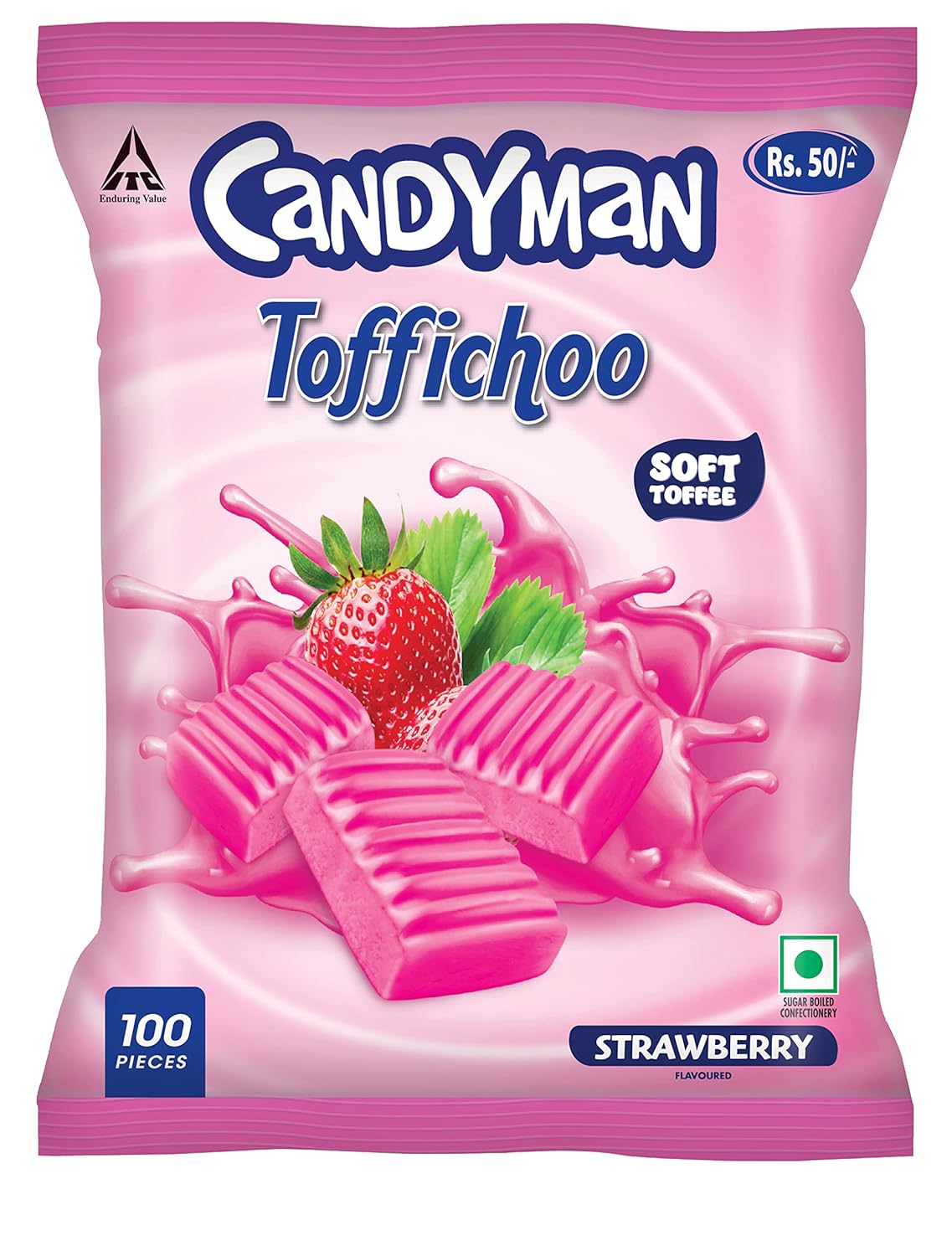 Candyman Toffichoo, Strawberry, 100 Soft Toffees For In, Home Serves, 240G