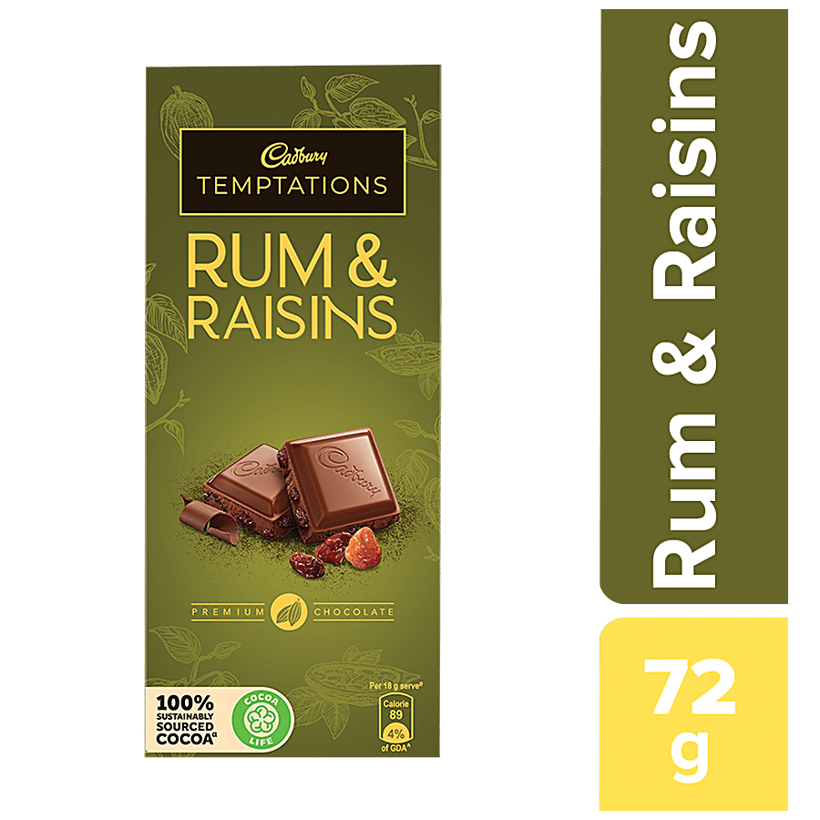 Cadbury Temptations Chocolate, Rum & Raisin, 72 G