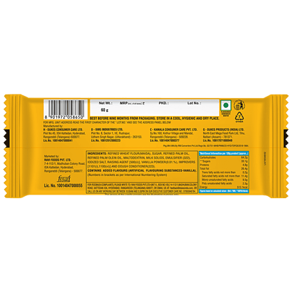 Dukes Waffy, Vanilla Flavoured Creamy & Crunchy Wafers, 60G