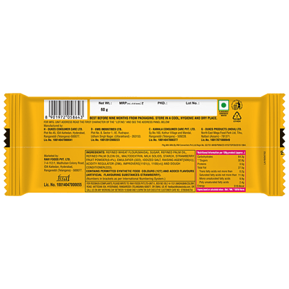 Dukes Waffy, Strawberry Flavoured Creamy & Crunchy Wafers, 60G