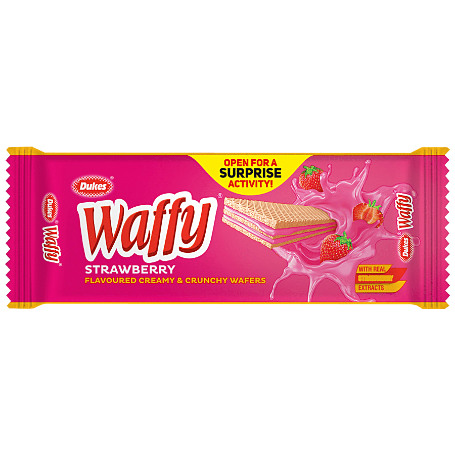 Dukes Waffy, Strawberry Flavoured Creamy & Crunchy Wafers, 60G