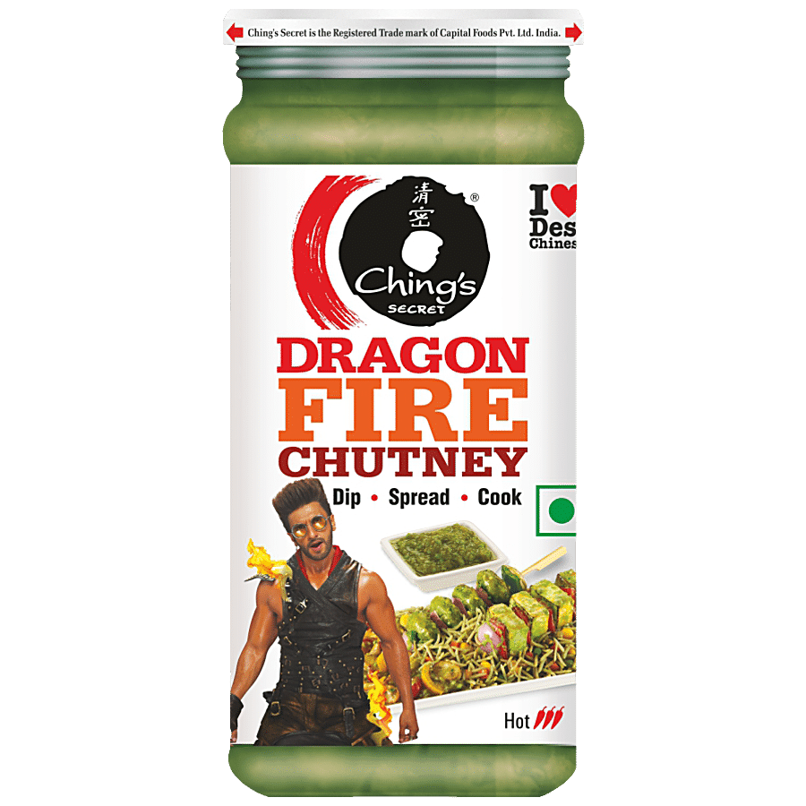 Ching's Secret Dragon Fire Chutney, Dip, Spread, Cook, Hot, 250 G Glass Bottle
