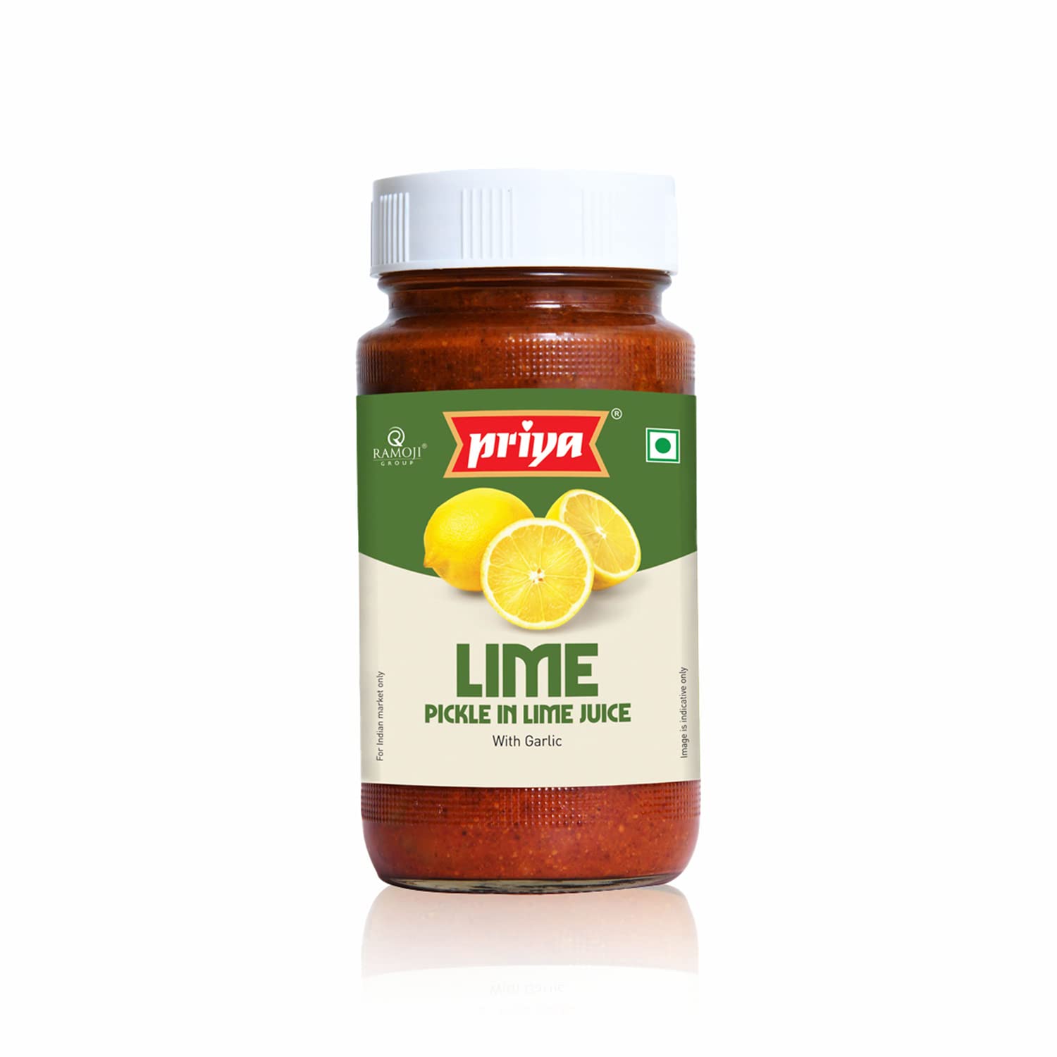 Priya Lime Pickle With Garlic, 300G, Authentic Telugu Style Achar |Traditional South Indian Taste |Homemade Nimbu Achar, Tangy And Spicy, With Lime Juice, Glass Jar