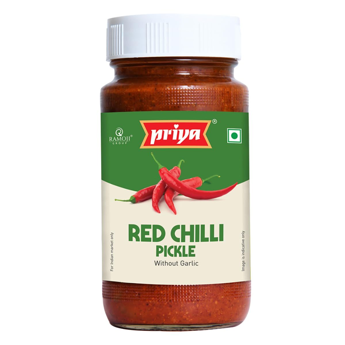 Priya Red Chilli Pickle Without Garlic, 300G, Homemade Lal Mirch Achar, Traditional South Indian Taste