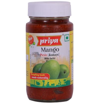 Priya Pickle, Mango Avakaya With Garlic, 300 G Bottle