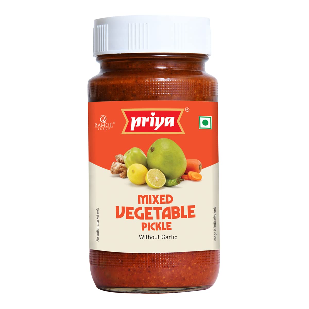 Priya Mixed Vegetable Pickle Without Garlic, Authentic Telugu Style Mixed Achar, Traditional South Indian Taste, 300G