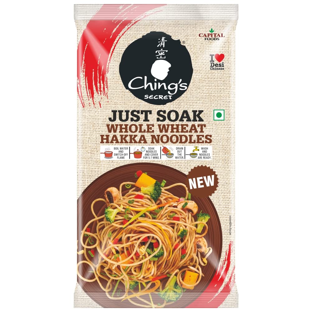 Ching's Secret Just Soak Whole Wheat Hakka Noodles Pouch, 150 G
