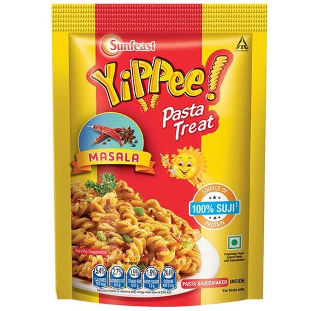 Sunfeast Yippee! Pasta Treat, Cheesy & Soft Suji/Rawa, Masala, 65 G Pouch