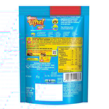 Sunfeast Yippee! Tricolor Instant Pasta, Creamy Corn, 65G