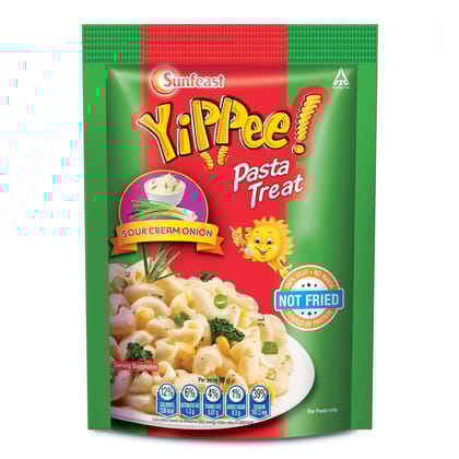 Sunfeast Yippee! Pasta Treat, Cheesy And Soft Suji, Rawa Pasta, Sour Cream And Onion, 65G Pack Sunfeast Yippee! Pasta Treat, Cheesy And Soft Suji, Rawa Pasta, Sour Cream And Onion, 65G Pack