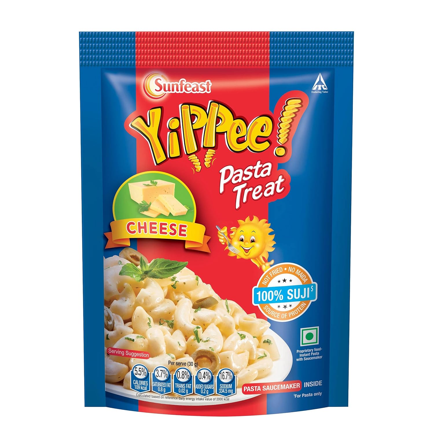 Sunfeast Yippee! Pasta Treat, Cheesy And Soft Suji, Rawa Pasta, Cheese, 65G Pack
