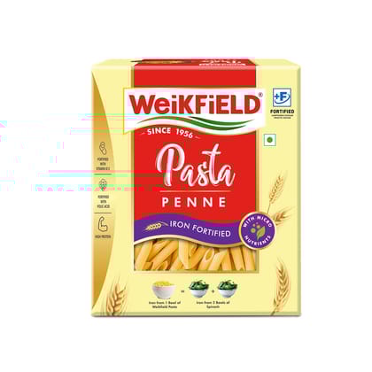 Weikfield Penne Pasta, Made With Durum Wheat Semolina, Iron Fortified, With Micro Nutrients, High Protein, 400G (Weight May Vary)