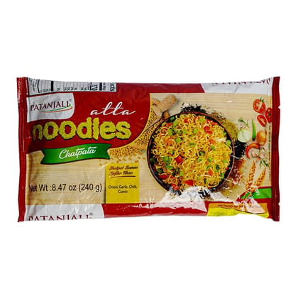 Patanjali Atta Noodles, 240 Gm Chatpata Flavor, Family Pack, Whole Wheat Vegetarian Instant Noodles