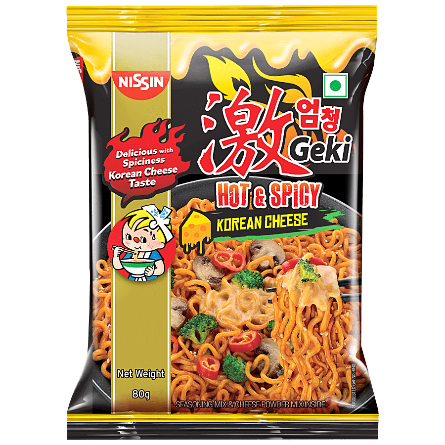 Nissin Geki Hot & Spicy Korean Cheese Instant Noodles, 80G