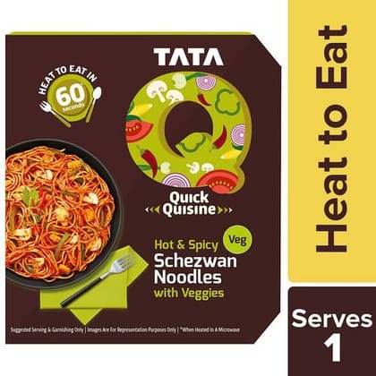 Tata Q Ready To Eat Hot & Spicy Schezwan Noodles With Veggies, High Quality Ingredients, 290 G