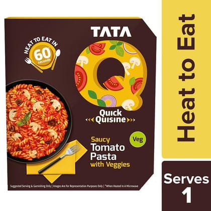 Tata Q Ready To Eat Saucy Tomato Pasta With Veggies, High Quality Ingredients, 290 G