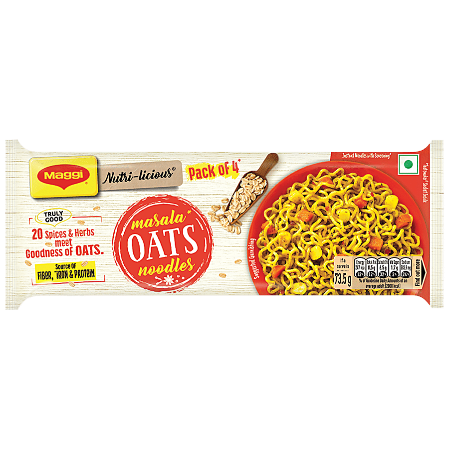 Maggi Masala Oats Noodles, Source Of Fibre & Iron, 294 G Pouch