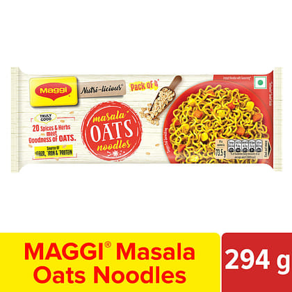 Maggi Masala Oats Noodles, Source Of Fibre & Iron, 294 Gm Pouch